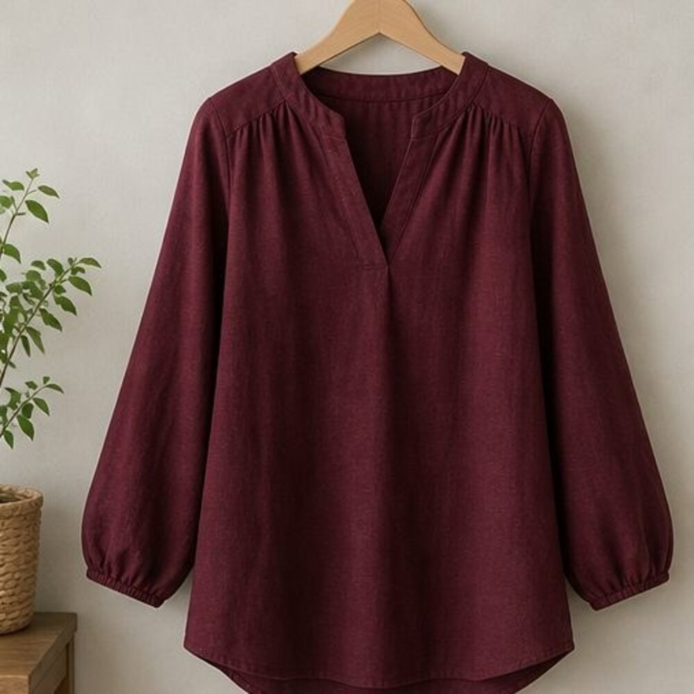 Burgundy Puff Sleeve Top